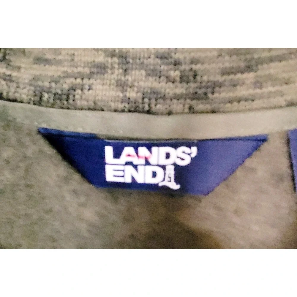 Lands End Mens XL Quarter Zip Fleece Pullover Sweater Olive‎ Green Heather